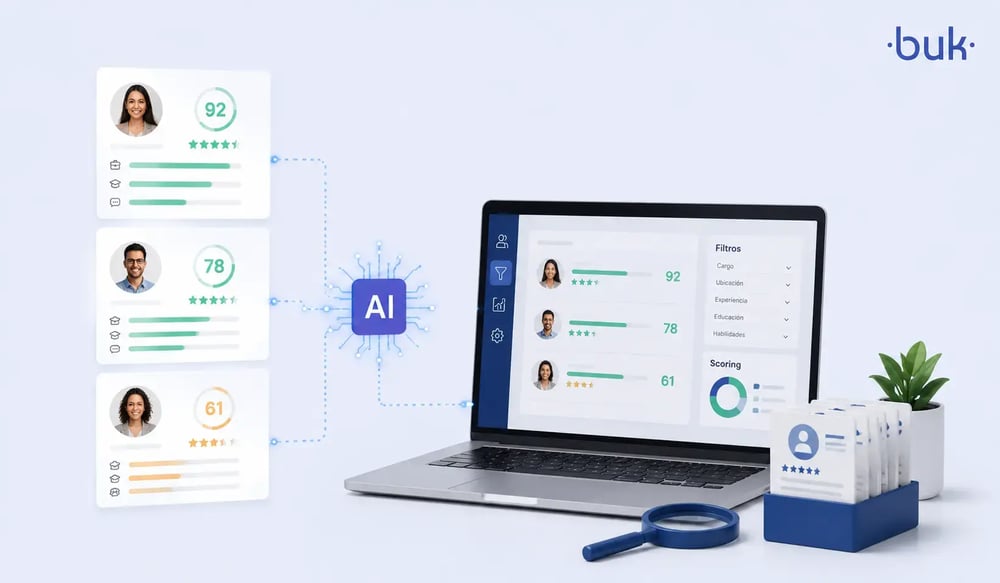 Dashboard con distintos perfiles de postulantes para aplicar el reclutamiento con inteligencia artificial.