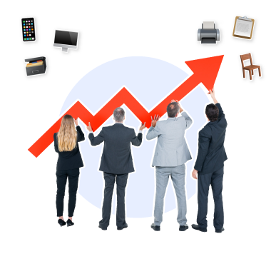 Equipo de personas impulsando el crecimiento empresarial mediante la gestión de activos y la optimización de recursos tecnológicos y operativos.